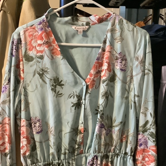 Nannette‎ Floral Midi Dress - Light Blue and Pink - Picture 3 of 10